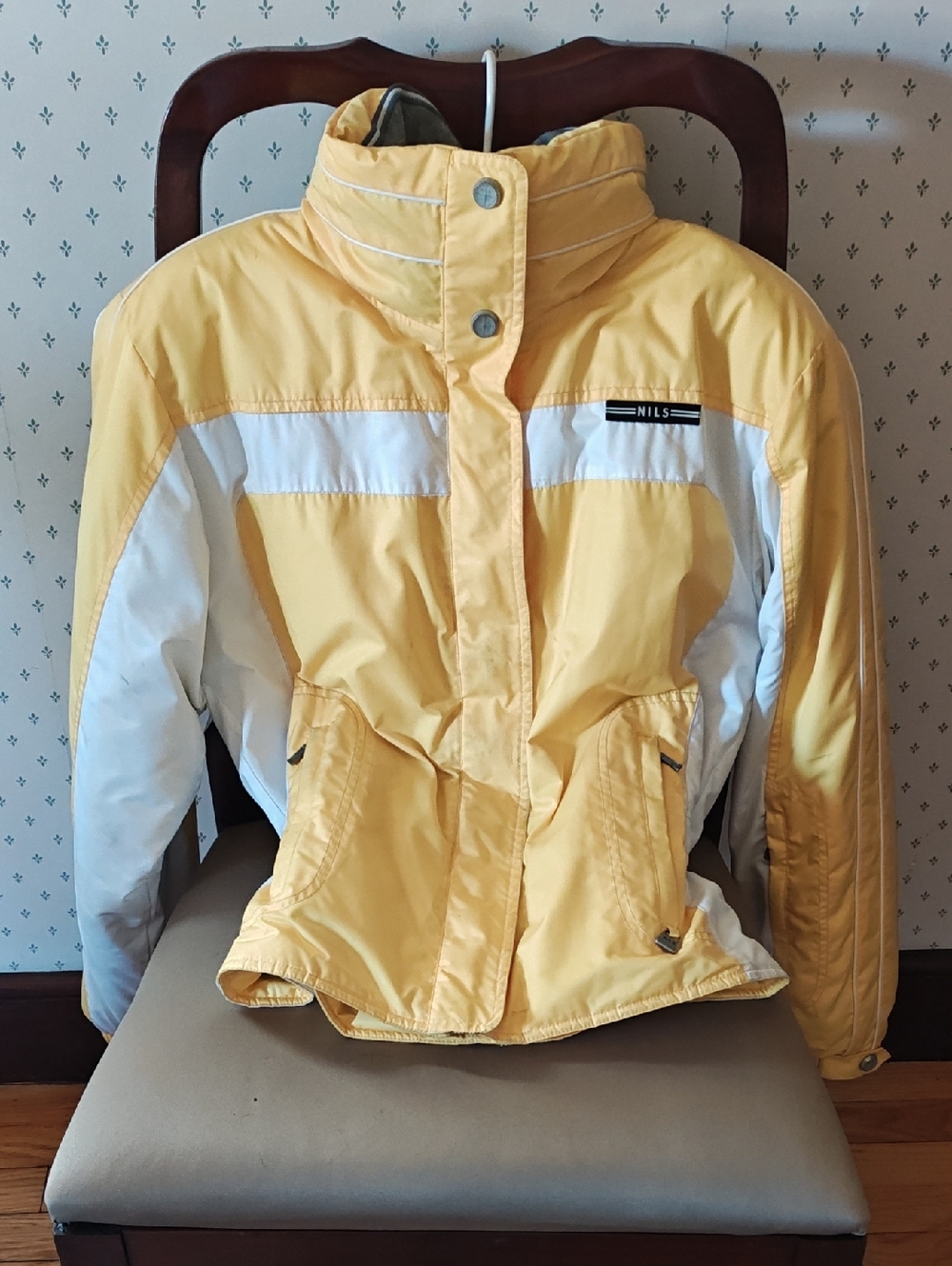 NILS Yellow and White Women's Ski Jacket Sz 8